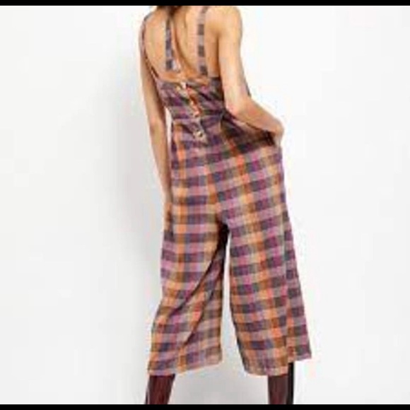 Free People Zuzu Seersucker Crop Jumpsuit Sz 2 NWT New Reg $148 - Picture 2 of 3